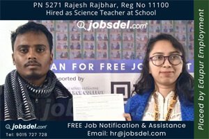 Rajesh Hired as Science Teacher at School