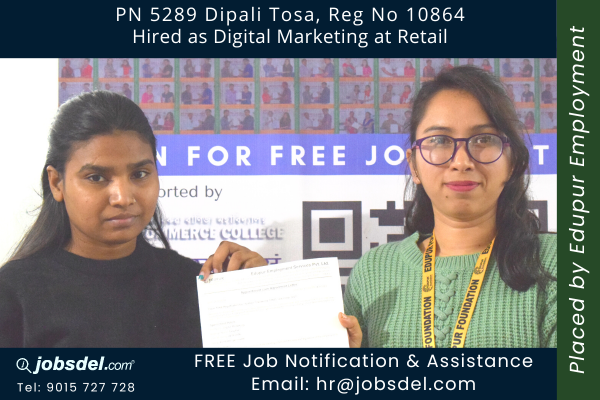 Dipali Hired as Digital Marketing at Retail