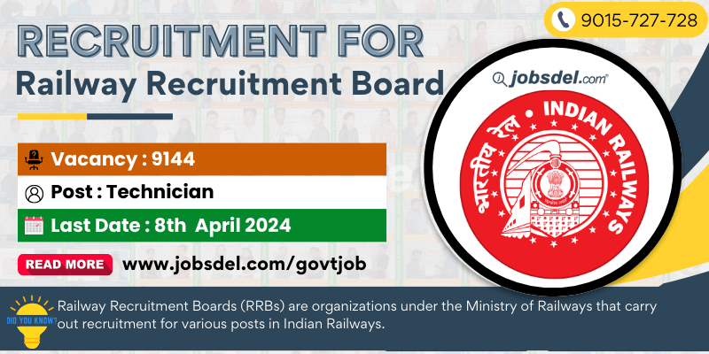 Recruitment at RRB for 9144 Posts of Technician Staff