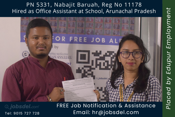 Nabajit Hired as Office Assistant