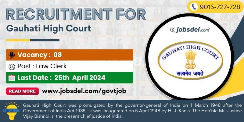 Recruitment for 8 Law Clerk posts at Gauhati High Court