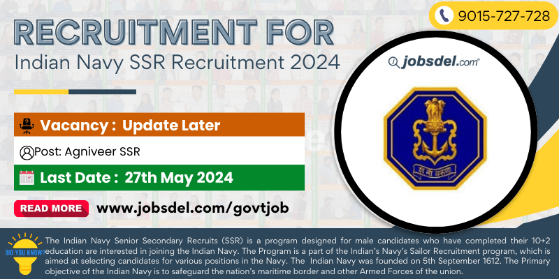 Recruitment for Agniveer SSR Posts at Indian Navy SSR Online Form