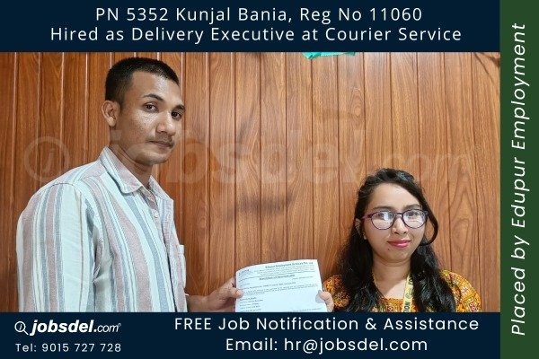 Kunjal Hired as Delivery Executive
