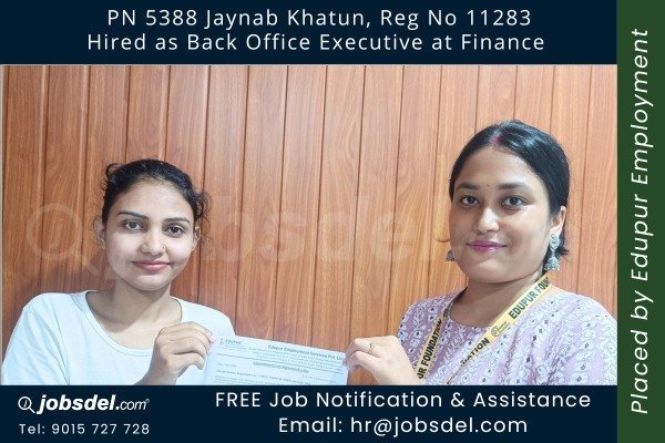 Jaynab Hired as Back office Executive