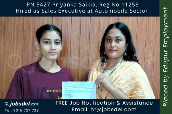 Priyanka Saikia Hired as Sales Executive at Automobile Sector