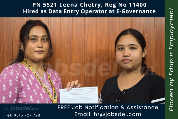 Leena Chetry Hired as Data Entry Operator at E-Governance
