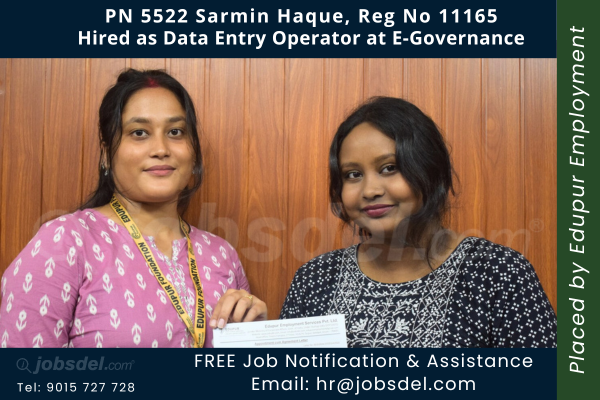 Sarmin Haque Hired as Data Entry Operator at E-Governance