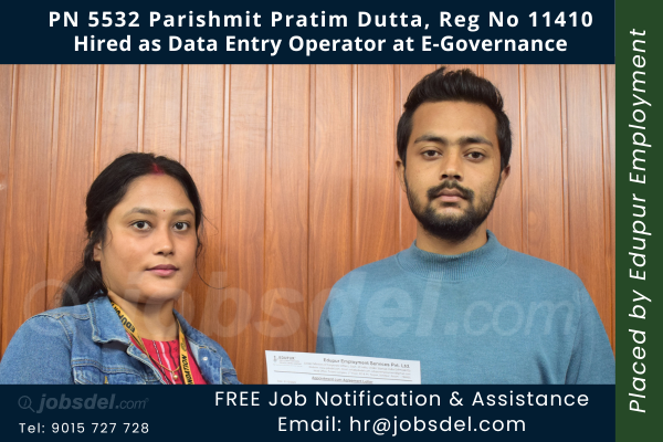 Parishmit Pratim Dutta Hired as Data Entry Operator at E-Governance