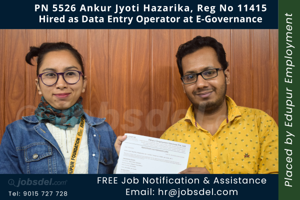 Ankur Jyoti Hazarika Hired as Data Entry Operator at E-Governance