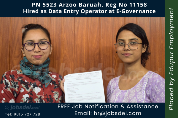 Arzoo Baruah Hired as Data Entry Operator at E-Governance