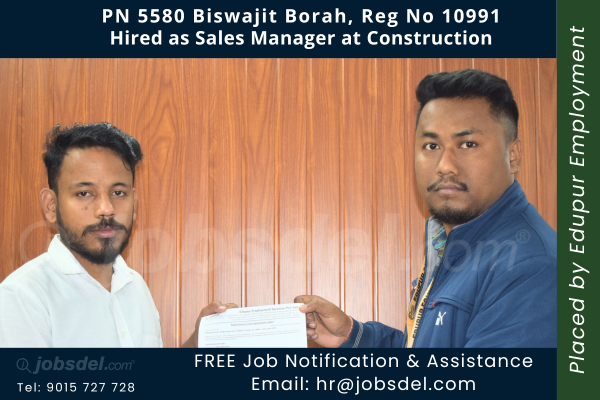 Biswajit Borah Hired as Sales Manager at Construction Sector
