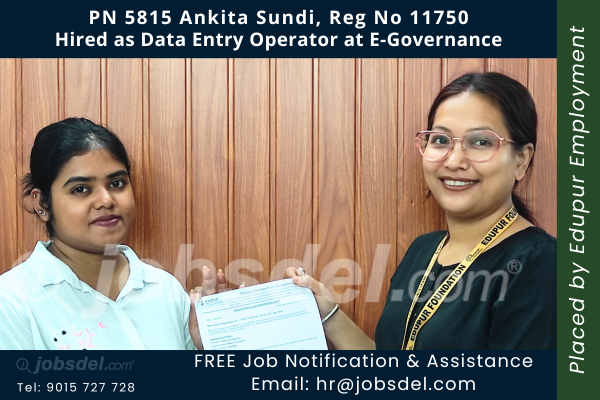 Ankita Sundi Hired as Data Entry Operator at E-Governance