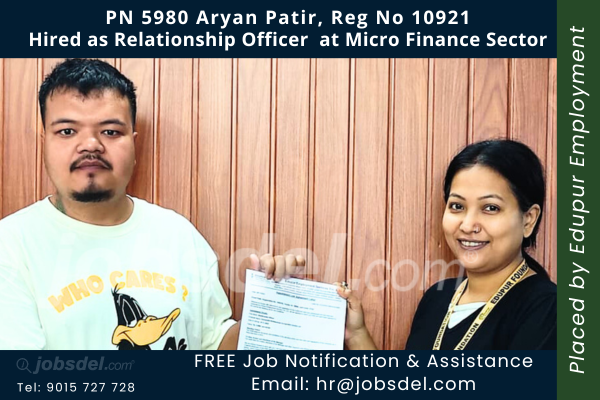 Aryan Patir Hired as  Relationship Officer at Micro Finance Sector