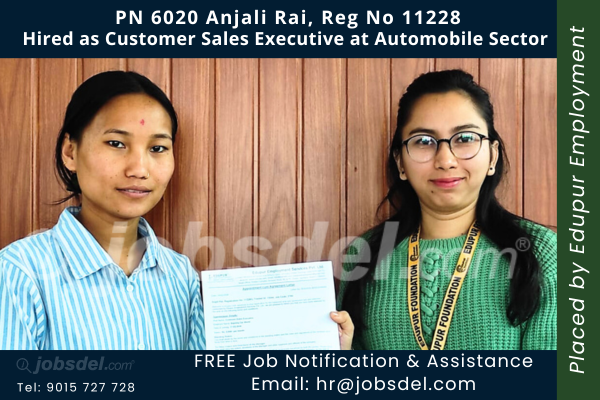 Anjali Rai Hired at Automobile Sector